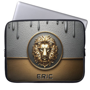Goldener Löwenkopf mit tröpfelndem Metall 🦁 Laptopschutzhülle