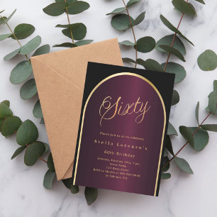 Goldener Luxus aus schwarzburgundigem Gold 60. Geb Einladung