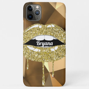 Goldener Luxus-Schönheits-Glitter-Tropf-Lippen Case-Mate iPhone Hülle