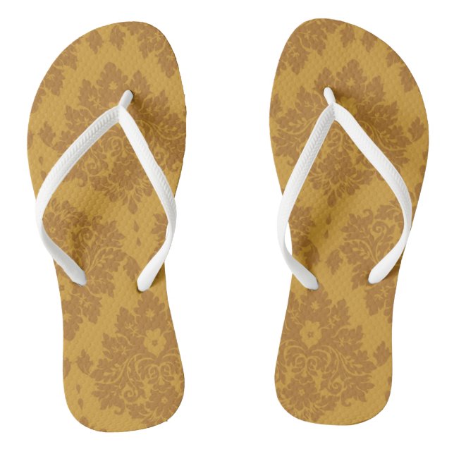 Goldener Luxusdamast Flip Flops (Fußbett)