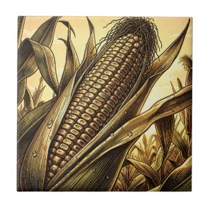 Goldener Maiskolben Ernte Fliese