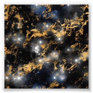 Goldener Marmor Dunkle Sternennacht Weltraumliebha Fotodruck