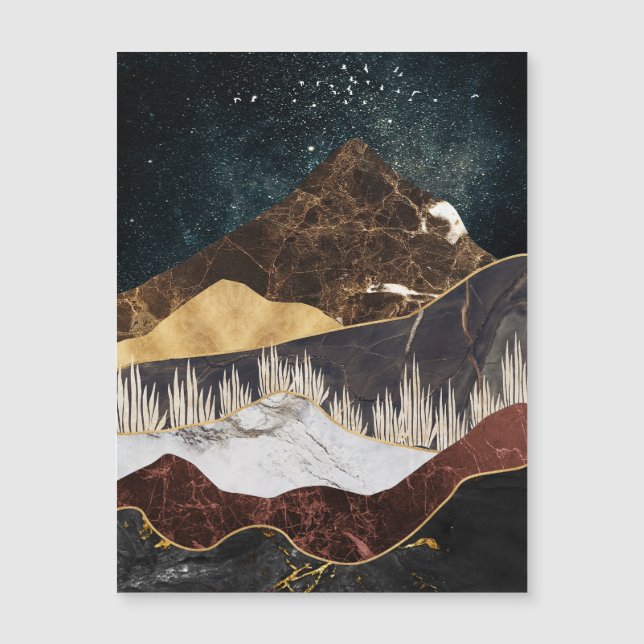 Goldener Marmorberg unter dem Sternenhimmel Magnetkarte (Vorderseite)