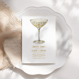 Goldener Martini-Glas 1920er Jahre Art Deco Probed Einladung