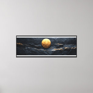 Goldener Mond auf dunklem Marmor - Canvas Print Leinwanddruck