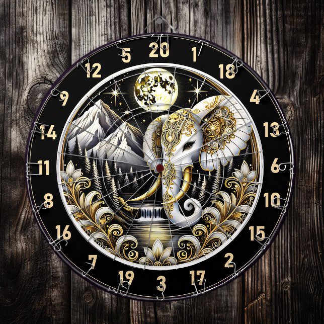 Goldener Mond beleuchtet die Majestät des weißen E Dartscheibe (Von Creator hochgeladen)