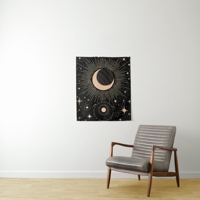 Goldener Mond und Sonne Wandteppich (Beispiel)