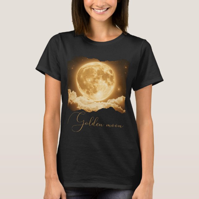 Goldener Mond vor Wolken und s T-Shirt (Vorderseite)