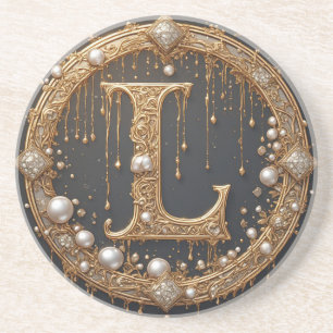 Goldener Monogramm Anfangsbuchstabe L Getränkeuntersetzer