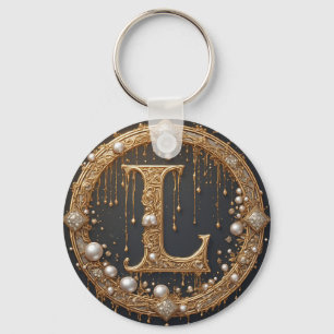 Goldener Monogramm Anfangsbuchstabe L Schlüsselanhänger