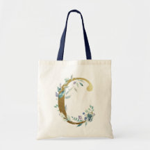 Goldener Monogramm Buchstabe C Blaue Wasserfarbe B