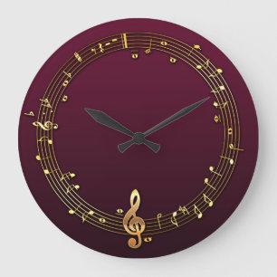 Goldener Musik-Schlüssel Große Wanduhr