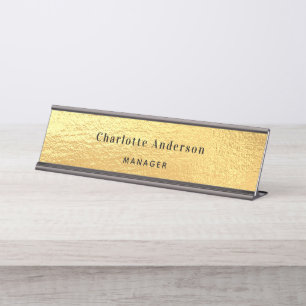 Goldener Name Klassisch elegant Schreibtischnamensplakette