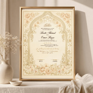 Goldener Nikkah-Vertrag Digitales Hochzeitszertifi Poster