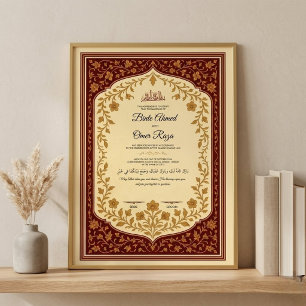 Goldener Nikkah-Vertrag Digitales Nikkah-Zertifika Poster