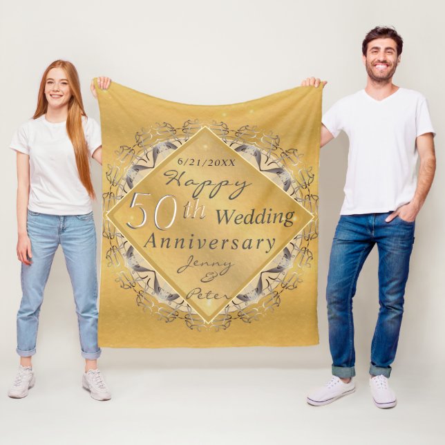 Goldener Ocker zum 50. Hochzeitstag Fleecedecke (Beispiel)