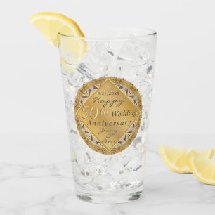 Goldener Ocker zum 50. Hochzeitstag Glas