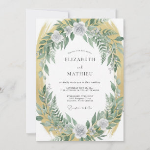 Goldener Olivenkranz Hochzeit Einladung