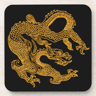 Goldener orientalischer Drache 01 Getränkeuntersetzer