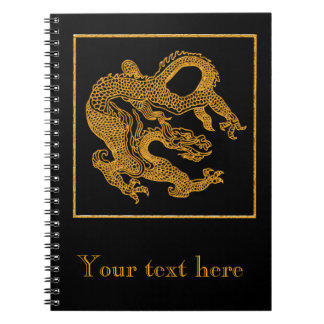 Goldener orientalischer Drache 01 Notizblock
