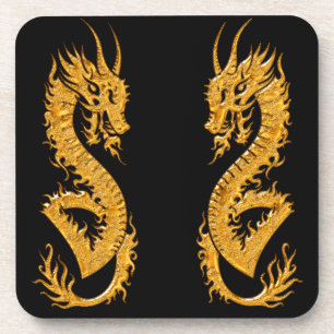 Goldener orientalischer Drache 02 Untersetzer