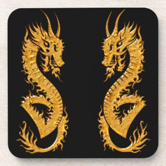 Goldener orientalischer Drache 02 Untersetzer