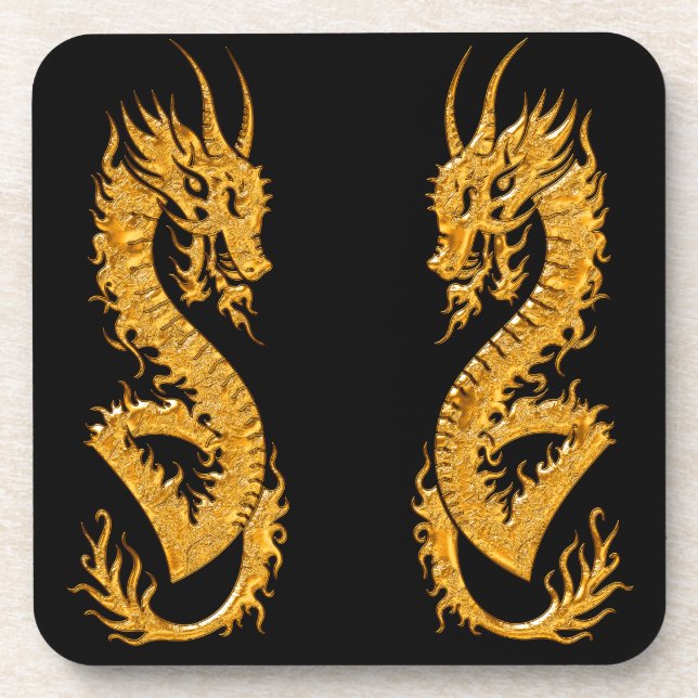 Goldener orientalischer Drache 02 Untersetzer (Vorderseite)