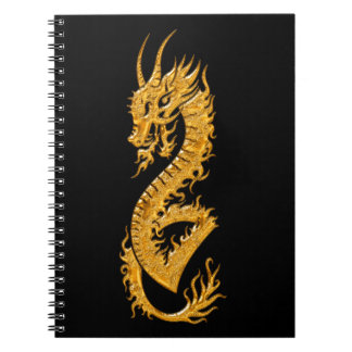 Goldener orientalischer Drache 02 var Notizblock