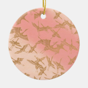 Goldener Origami Kran Keramikornament