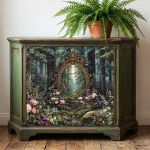 Goldener Ornament Spiegel Mystischer Wald Portal