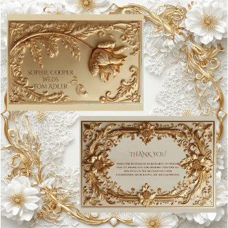 Goldener, ornamentaler Barock-Prunk Blumenmotiv-Ho Dankeskarte