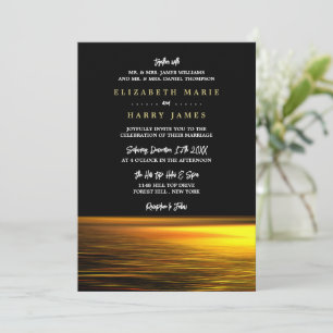 Goldener Ozean, elegante Hochzeit am Strand Einladung