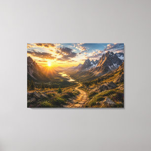 Goldener Pfad durch die Berge Leinwanddruck