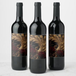 Goldener Pfau Barock Porzellan Krug  Weinetikett