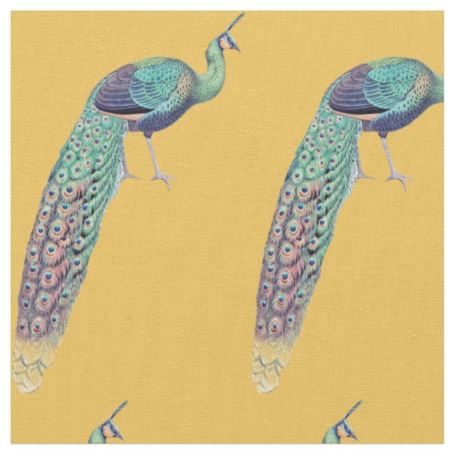 Goldener Pfau Stoff (Nahaufnahme)