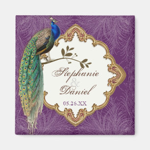 Goldener Pfau u. Wirbel - Save the Date Magnet