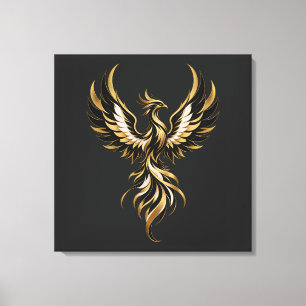 Goldener Phönix, aufsteigender, umwickelter Canvas Leinwanddruck