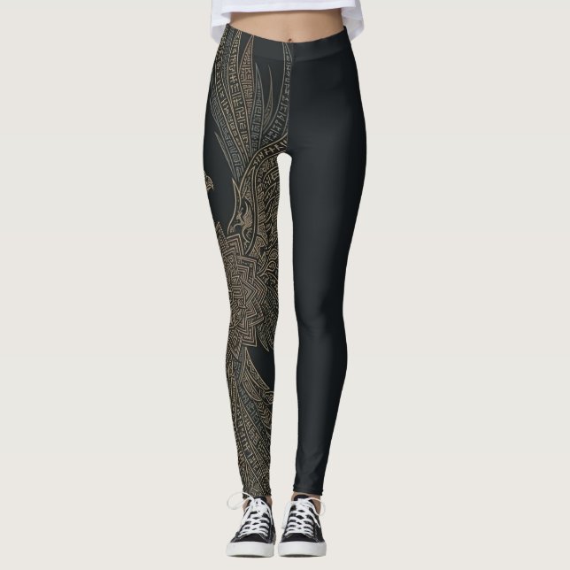 Goldener Phönix-Mythos Leggings (Vorderseite)
