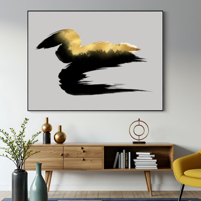 Goldener Pinselstrich Abstrakte Kunst Poster (Von Creator hochgeladen)