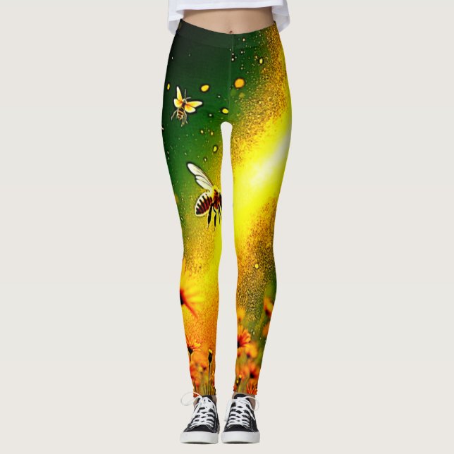 Goldener Pollen für Bienen Joy Design Leggings (Vorderseite)