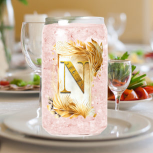 Goldener Rahmen Dekoratives Monogramm N Dosenglas