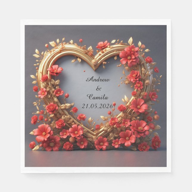 Goldener Rahmen für Hochzeiten Serviette (Vorderseite)