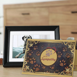 Goldener Rahmen mit Beileid für Herz und Pappe Karte