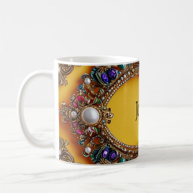 Goldener Rahmen mit eleganten Perlen Kaffeetasse (Links)
