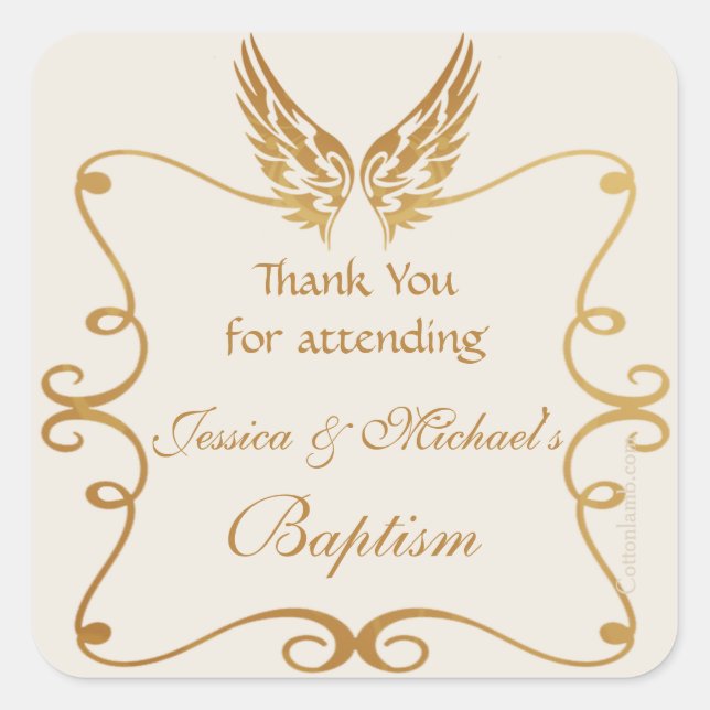 Goldener Rahmen mit Flügelaufkleber Quadratischer Aufkleber (Vorderseite)