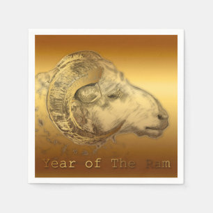 Goldener Ram - Chinesisches Jahr - Papier Napkins Serviette