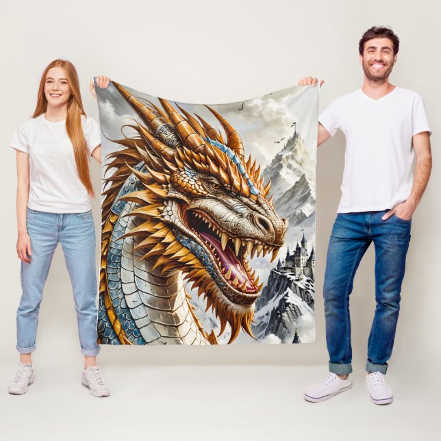 Goldener realistischer Drache Fleecedecke (Beispiel)
