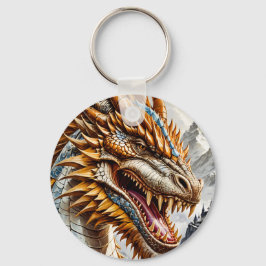 Goldener realistischer Drache Schlüsselanhänger