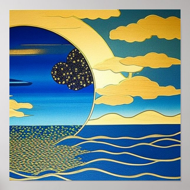 Goldener Regenbogen in Sea Poster (Vorne)