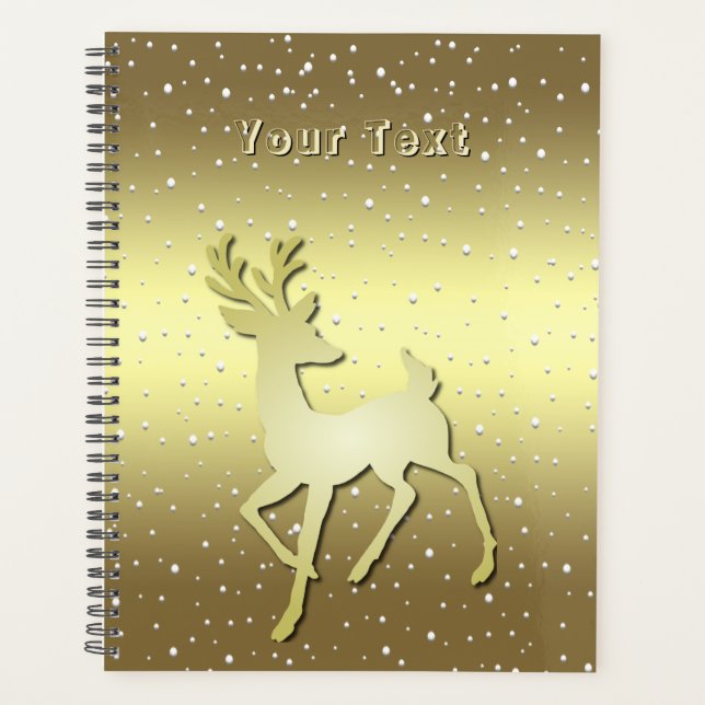 Goldener Rentierschneeholidayplan Planer (Vorderseite)